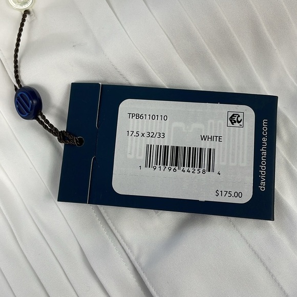 NWT David Donahue Trim Fit 18 Pleated Bib Front Formal Shirt White Sz 17.5 - Picture 11 of 13